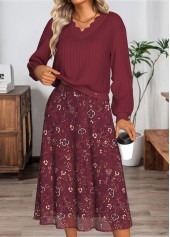 Ditsy Floral Print Tummy Coverage Top and Skirt
