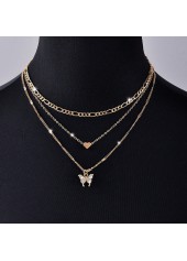 Golden Color Butterfly Metal Detail Necklace