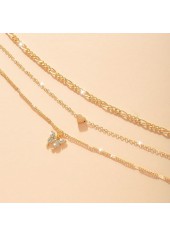 Golden Color Butterfly Metal Detail Necklace