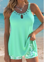 Mid Waisted Floral Print Tummy Coverage Tankini Set