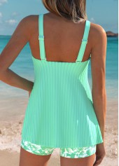 Mid Waisted Floral Print Tummy Coverage Tankini Set