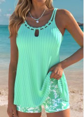 Mid Waisted Floral Print Tummy Coverage Tankini Set