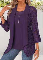 Tummy Coverage Purple 3/4 Sleeve Cardigan and Tank Top