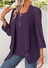 Tummy Coverage Purple 3/4 Sleeve Cardigan and Tank Top