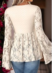 Peplum Beige Long Sleeve V Neck Cardigan