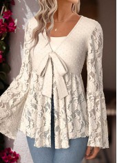 Peplum Beige Long Sleeve V Neck Cardigan