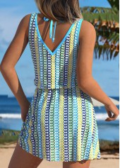 Multi Stripe Print Pull On Cyan Cover Up