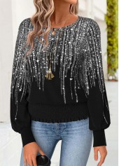 Dazzle Colorful Print Tummy Coverage Black T Shirt