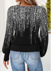 Dazzle Colorful Print Tummy Coverage Black T Shirt