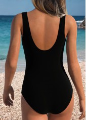 Floral Print Tummy Control Black One Piece Swimwear