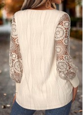 Tummy Coverage Beige Long Sleeve V Neck T Shirt