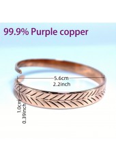 Rose Gold Leaf Design Copper Bangle
