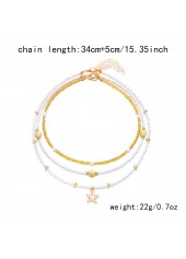 White Alloy Starfish Shell Necklace Set