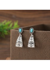 Silver Color Alloy Detail Geometric Earrings