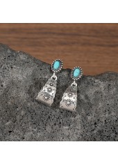 Silver Color Alloy Detail Geometric Earrings