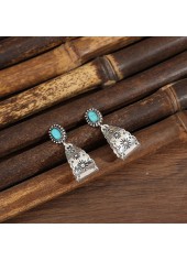 Silver Color Alloy Detail Geometric Earrings