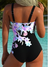 Floral Print Multi Color One Piece Swimwear