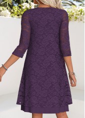 Tummy Coverage Dark Reddish Purple Dress and Cardigan