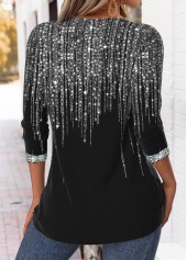 Ombre Tummy Coverage Black Long Sleeve T Shirt