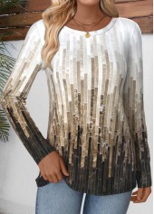 Geometric Print Tummy Coverage Multi Color T Shirt