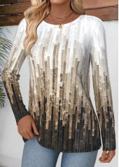 Geometric Print Tummy Coverage Multi Color T Shirt