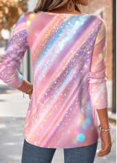 Dazzle Colorful Print Tummy Coverage Light Pink T Shirt