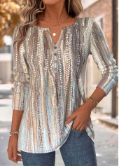 Ombre Tummy Coverage Multi Color Long Sleeve T Shirt