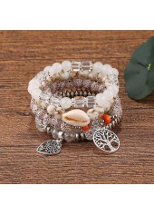 Raw White Heart Shell Alloy Bracelets