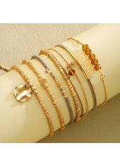 Golden Heart Beaded Geometric Bracelet Set