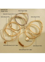 Golden Heart Beaded Geometric Bracelet Set