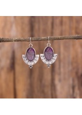 Violet Oval Marble Fan-shaped Alloy Earrings