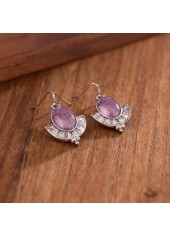 Violet Oval Marble Fan-shaped Alloy Earrings