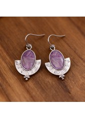 Violet Oval Marble Fan-shaped Alloy Earrings