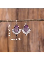 Violet Oval Marble Fan-shaped Alloy Earrings