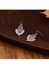 Violet Oval Marble Fan-shaped Alloy Earrings
