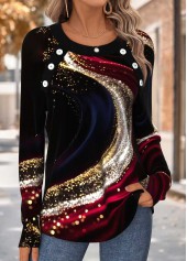 Ombre Tummy Coverage Multi Color Long Sleeve T Shirt