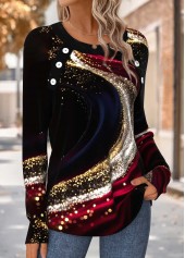 Ombre Tummy Coverage Multi Color Long Sleeve T Shirt