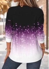 Ombre Tummy Coverage Violet Long Sleeve Split Neck Sweatshirt