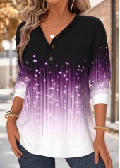 Ombre Tummy Coverage Violet Long Sleeve Split Neck Sweatshirt