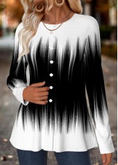 Ombre Tummy Coverage Multi Color Long Sleeve T Shirt