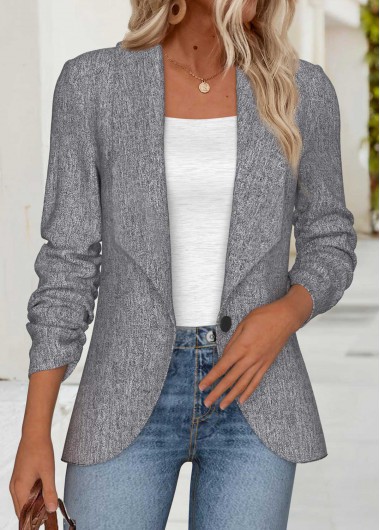 Tummy Coverage Light Grey Marl Long Sleeve Lapel Coat