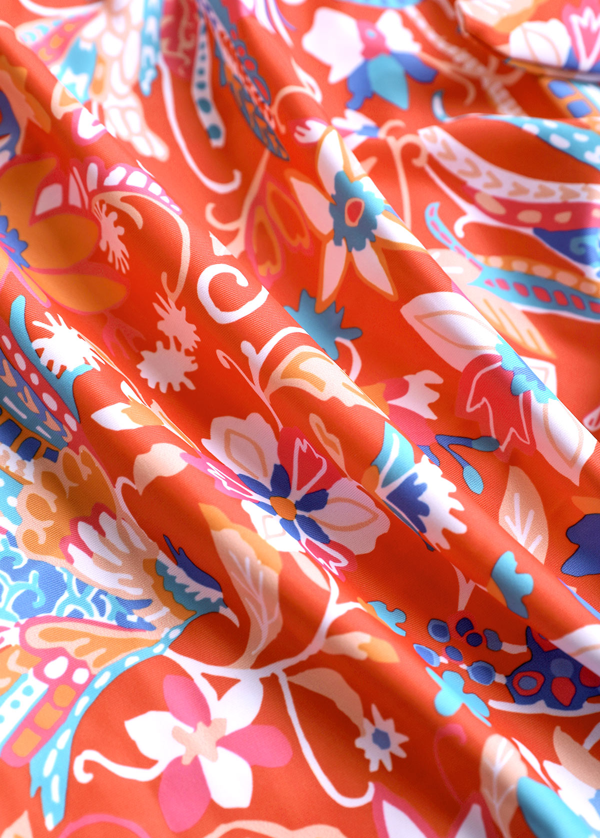 Floral Print Tie Coral One Piece Swimdress