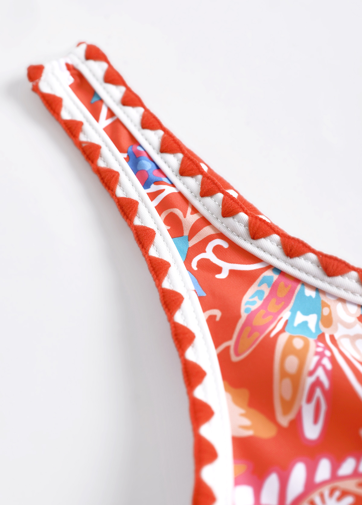 Floral Print Tie Coral One Piece Swimdress