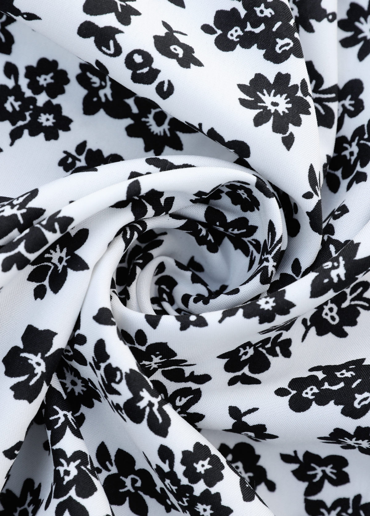 Ditsy Floral Print White Wide Leg Elastic Waist Pants