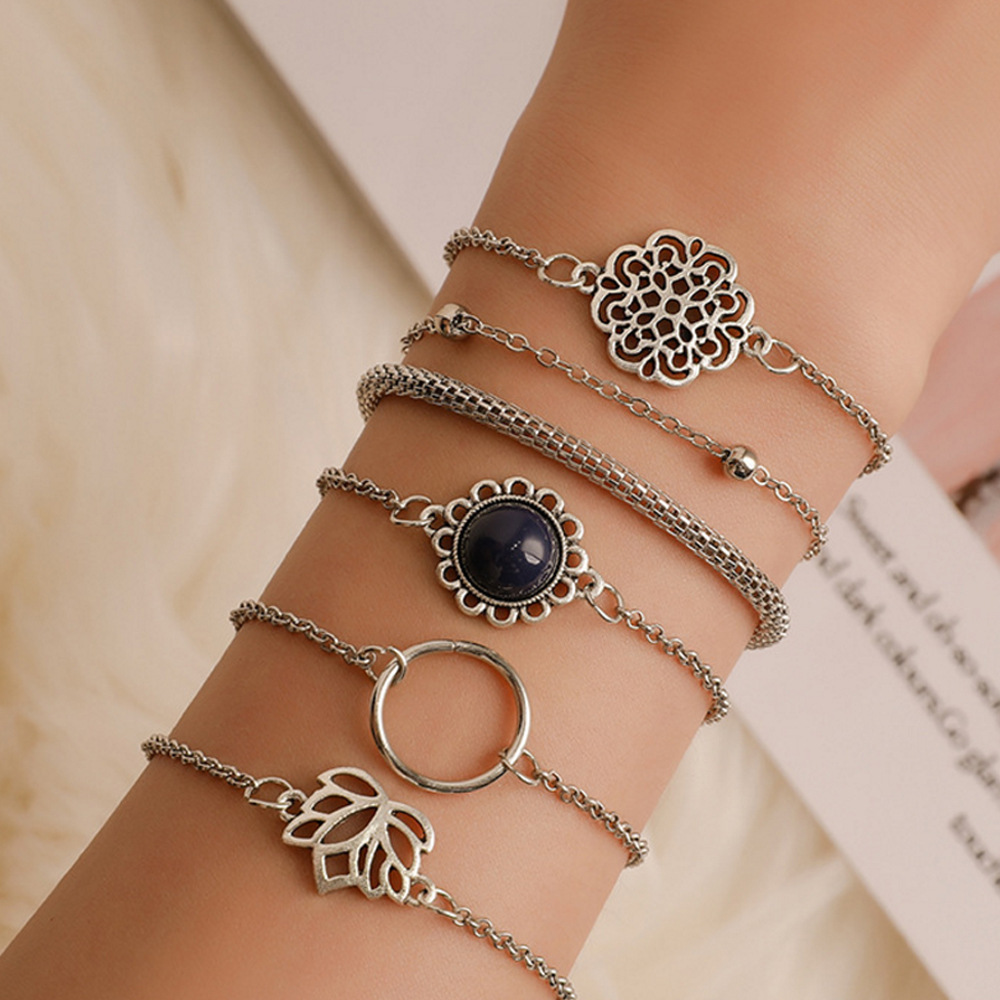 Silver Color Alloy Hollow Design Bracelets