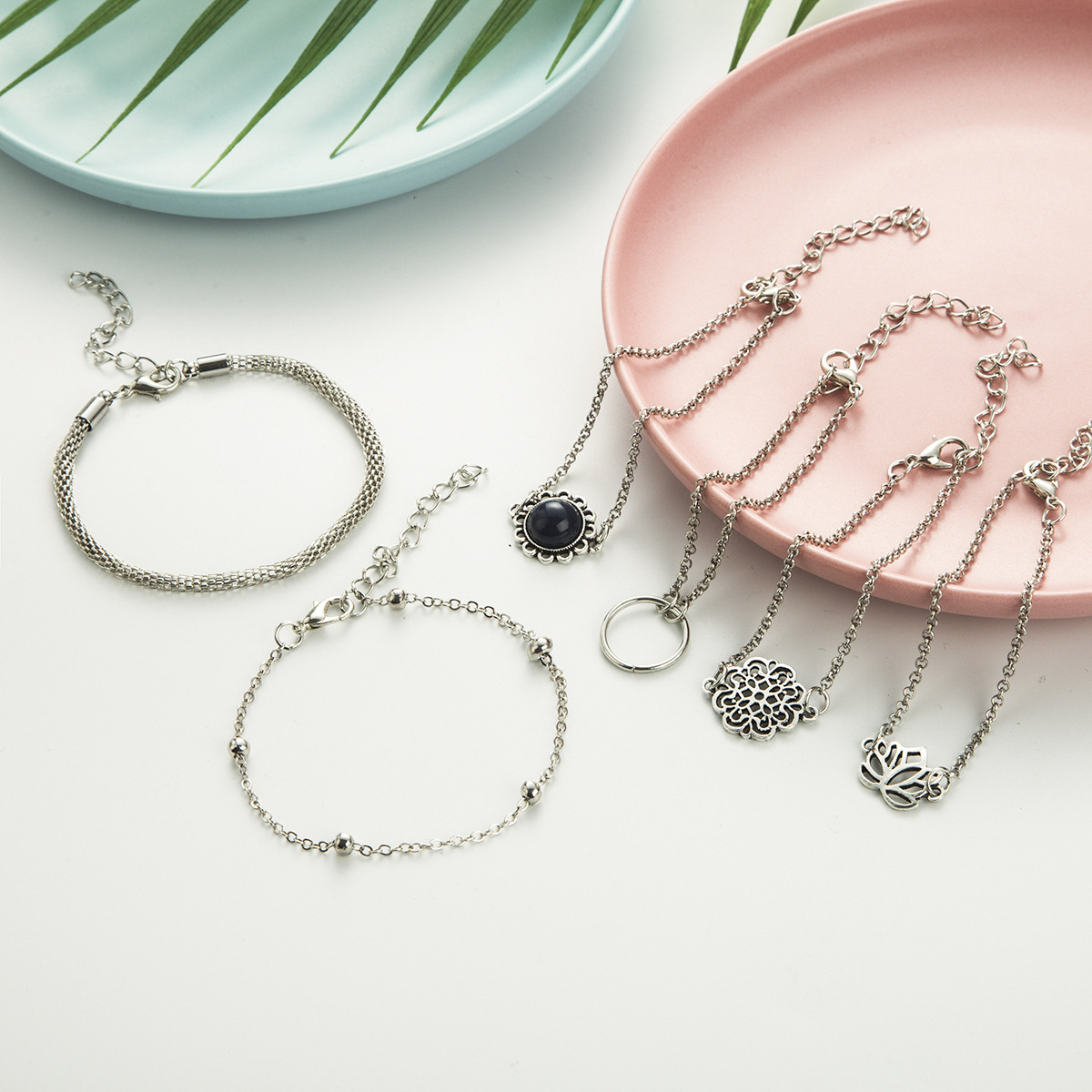 Silver Color Alloy Hollow Design Bracelets