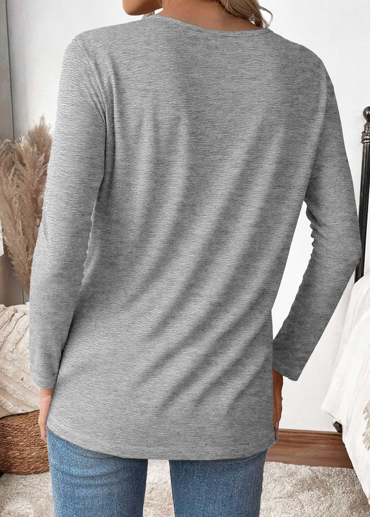 Cut Out Light Grey Marl Long Sleeve T Shirt