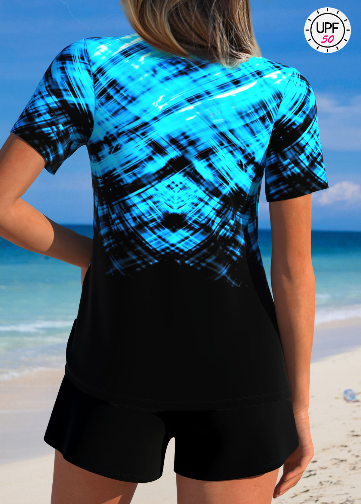 Mid Waisted Ombre Tummy Coverage Black Tankini Set