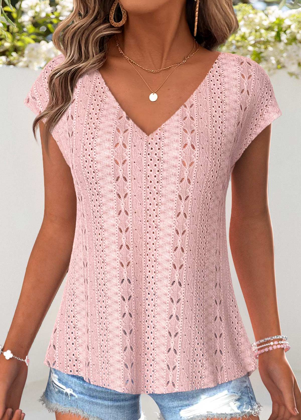 Tummy Coverage Light Pink Short Sleeve T Shirt