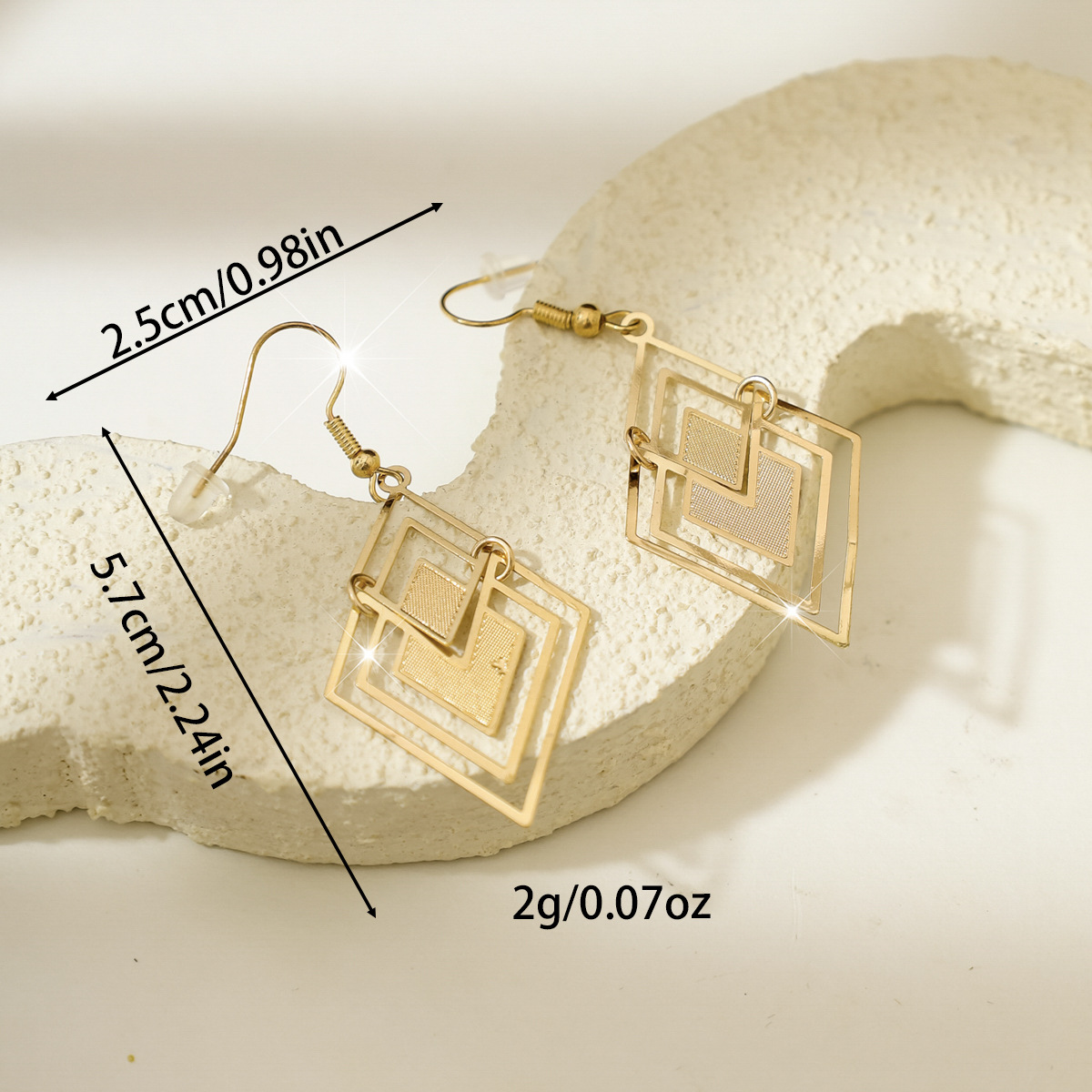Golden Geometric Hollow Square Copper Earrings